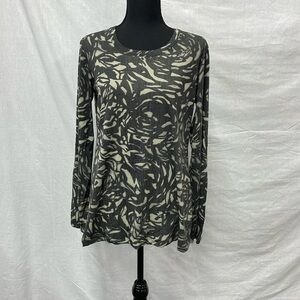 Simply Vera long sleeve tunic in green and gray pattern, size L